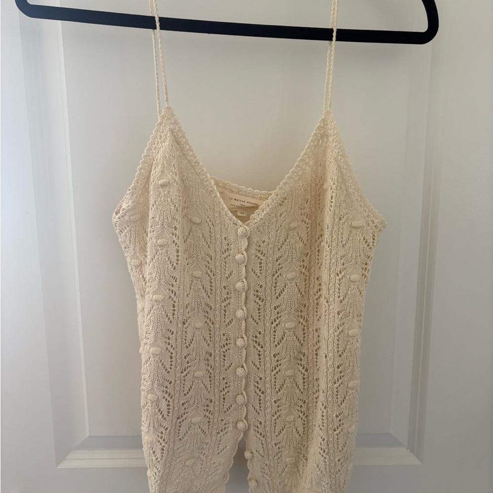 Cream, Crochet Button-Up Women’s Top by Sezane